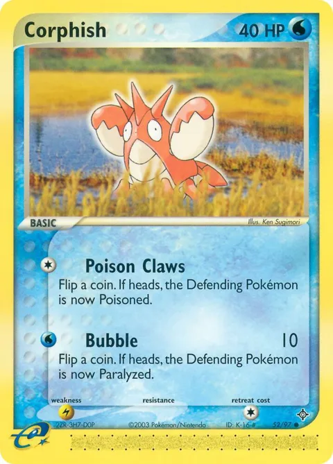 Corphish #52/97 Reverse Holofoil Pokémon card from EX Dragon