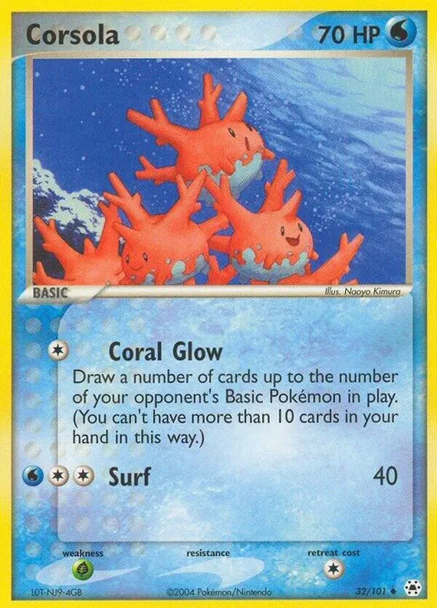 Corsola #32/101 Reverse Holofoil Pokémon card from EX Hidden Legends