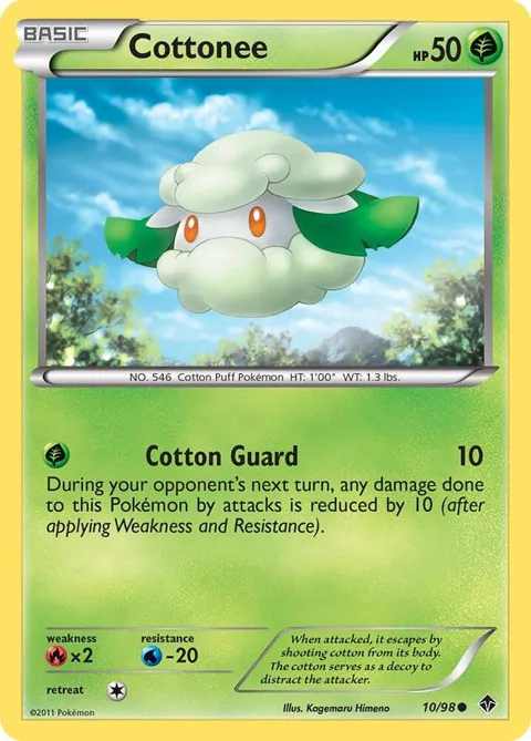 Cottonee 10 #10/98 Pokémon card from Emerging Powers