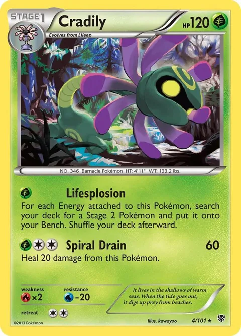 Cradily #4/101 Pokémon card from Plasma Blast