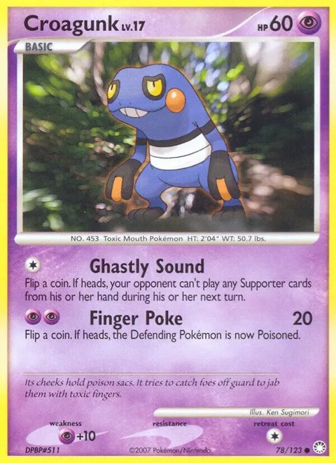 Croagunk #78/123 Reverse Holofoil Pokémon card from Mysterious Treasures