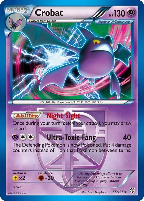 Crobat Team Plasma #55/135 Holofoil Pokémon card from Plasma Storm