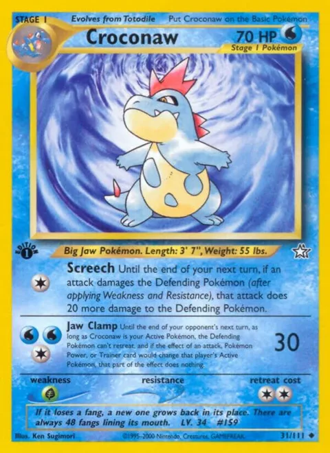 Croconaw 31 #031/111 Unlimited Pokémon card from Neo Genesis