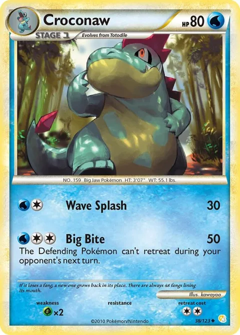 Croconaw #38/123 Reverse Holofoil Pokémon card from HeartGold SoulSilver