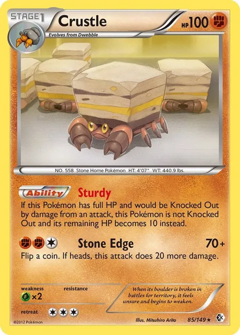 Crustle #85/149 Holofoil Pokémon card from Boundaries Crossed