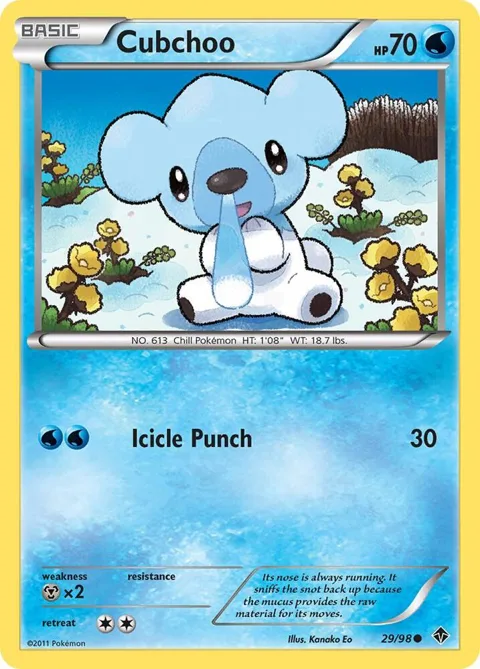 Cubchoo 29 #29/98 Pokémon card from Emerging Powers