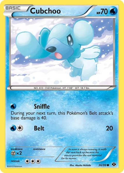 Cubchoo #36/99 Reverse Holofoil Pokémon card from Next Destinies