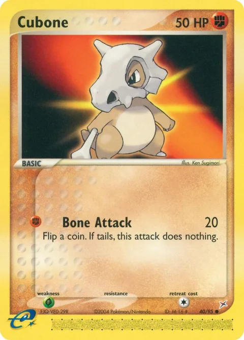 Cubone #40/95 Pokémon card from EX Team Magma vs Team Aqua