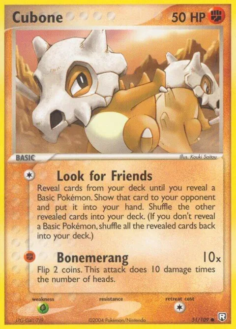 Cubone #51/109 Pokémon card from EX Team Rocket Returns