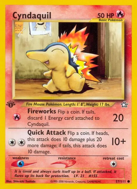 Cyndaquil 57 #057/111 1st Edition Pokémon card from Neo Genesis