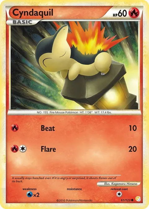 Cyndaquil #61/123 Pokémon card from HeartGold SoulSilver
