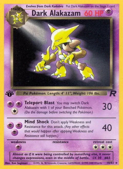Dark Alakazam 18 #18/82 Unlimited Pokémon card from Team Rocket