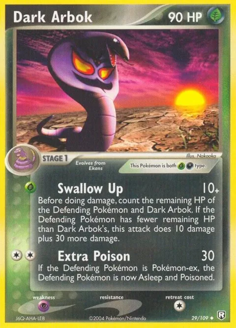 Dark Arbok #29/109 Pokémon card from EX Team Rocket Returns