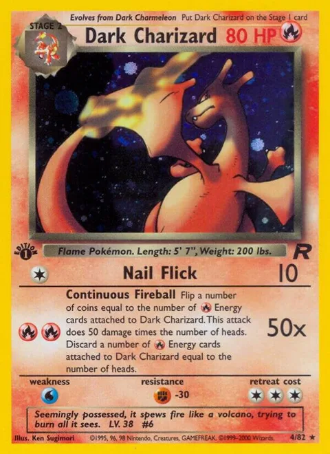 Dark Charizard 4 #04/82 Unlimited Holofoil Pokémon card from Team Rocket