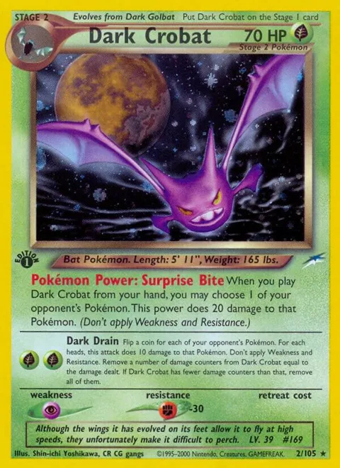 Dark Crobat #002/105 Unlimited Holofoil Pokémon card from Neo Destiny
