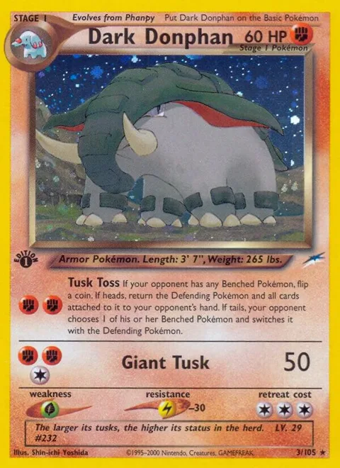Dark Donphan #003/105 Unlimited Holofoil Pokémon card from Neo Destiny