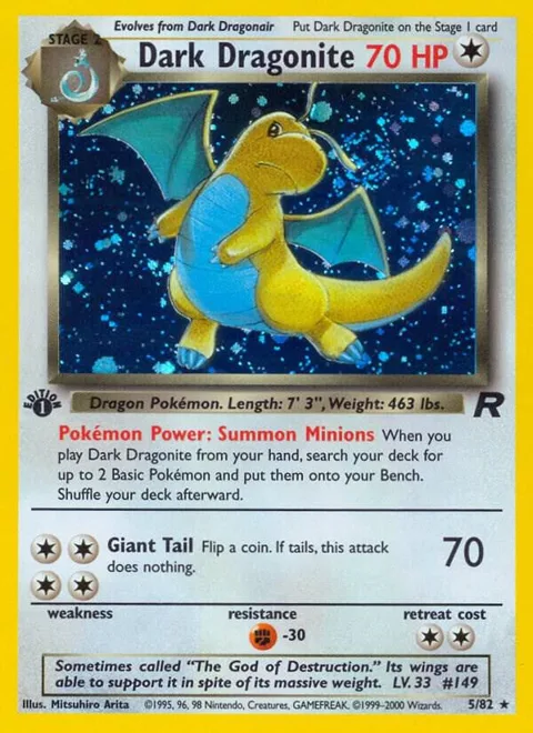 Dark Dragonite 5 #05/82 Unlimited Holofoil Pokémon card from Team Rocket