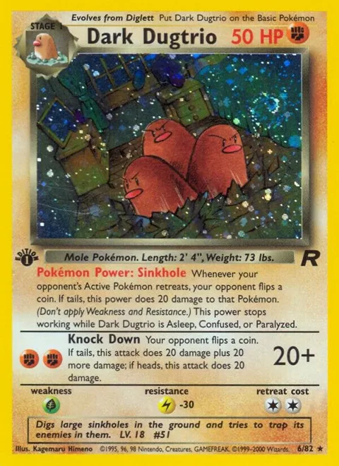 Dark Dugtrio 6 #06/82 1st Edition Holofoil Pokémon card from Team Rocket