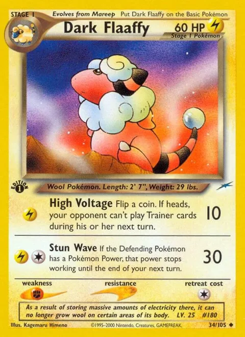 Dark Flaaffy #034/105 1st Edition Pokémon card from Neo Destiny