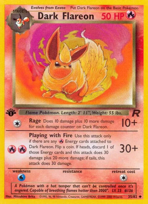 Dark Flareon #35/82 1st Edition Pokémon card from Team Rocket