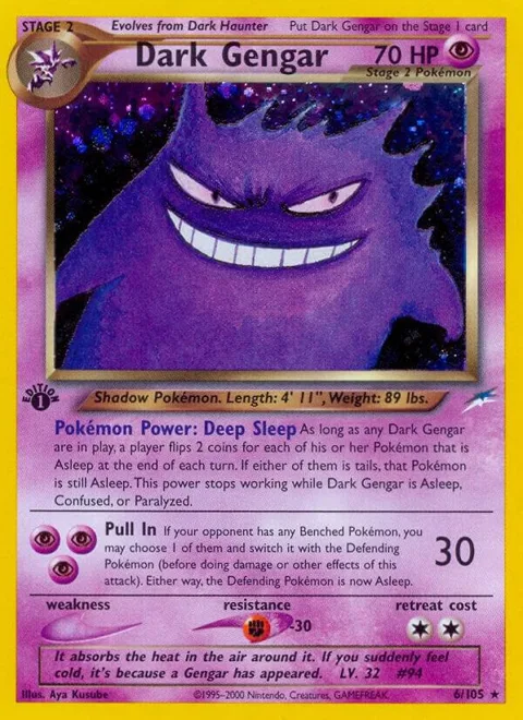 Dark Gengar #006/105 1st Edition Holofoil Pokémon card from Neo Destiny