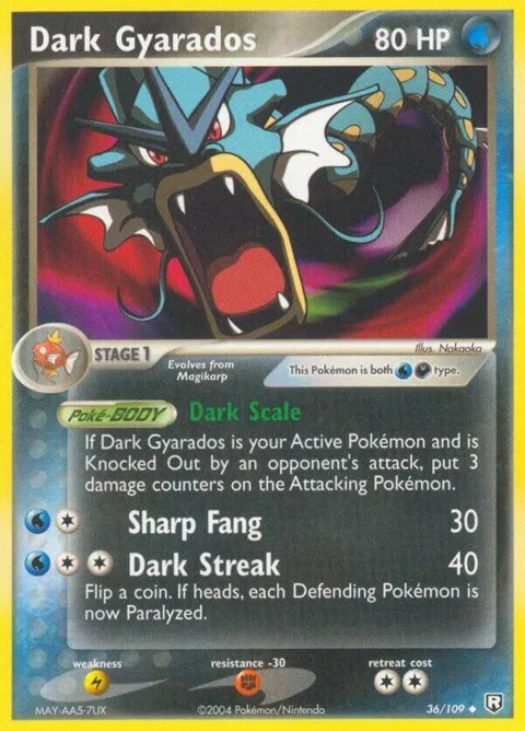 Dark Gyarados #36/109 Reverse Holofoil Pokémon card from EX Team Rocket Returns