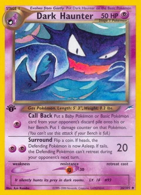 Dark Haunter #036/105 1st Edition Pokémon card from Neo Destiny