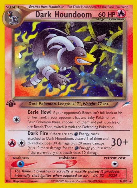 Dark Houndoom #007/105 1st Edition Holofoil Pokémon card from Neo Destiny