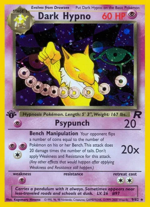 Dark Hypno 9 #09/82 1st Edition Holofoil Pokémon card from Team Rocket