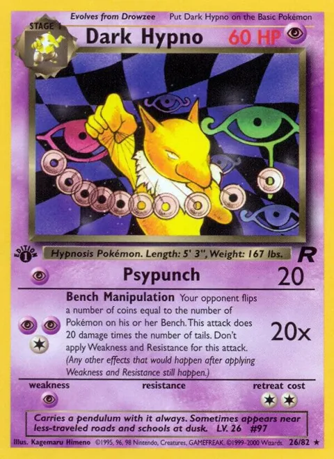 Dark Hypno 26 #26/82 1st Edition Pokémon card from Team Rocket