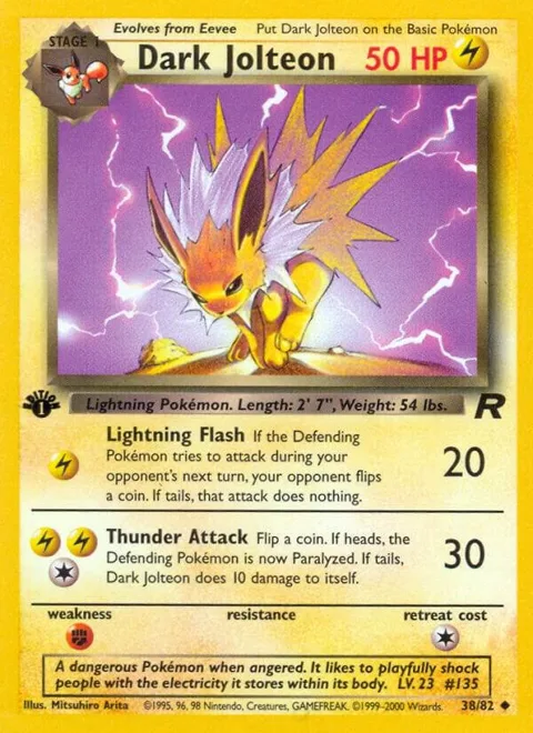 Dark Jolteon #38/82 Unlimited Pokémon card from Team Rocket