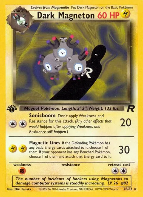 Dark Magneton 28 #28/82 1st Edition Pokémon card from Team Rocket