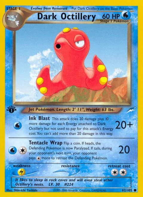 Dark Octillery #062/105 1st Edition Pokémon card from Neo Destiny