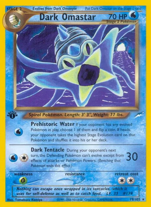 Dark Omastar #019/105 Unlimited Pokémon card from Neo Destiny