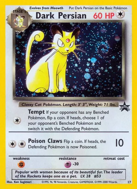 Dark Persian #17/53 Holofoil Pokémon card from WoTC Promo