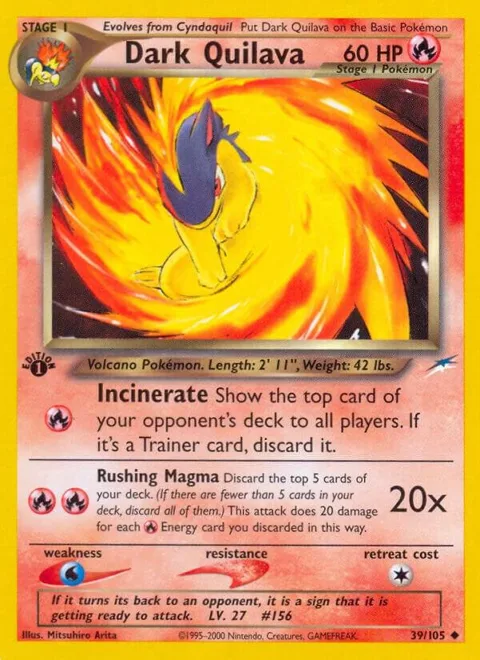 Dark Quilava #039/105 1st Edition Pokémon card from Neo Destiny