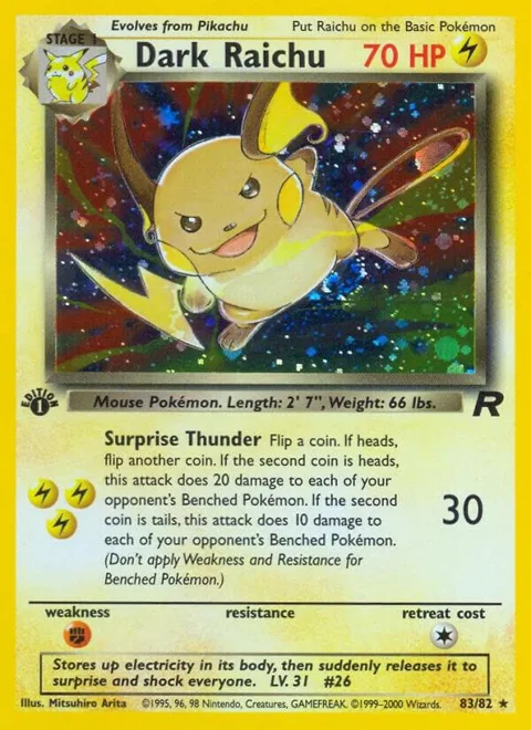 Dark Raichu #83/82 Unlimited Holofoil Pokémon card from Team Rocket