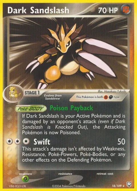 Dark Sandslash #18/109 Pokémon card from EX Team Rocket Returns