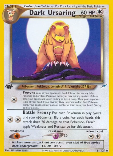 Dark Ursaring #021/105 1st Edition Pokémon card from Neo Destiny