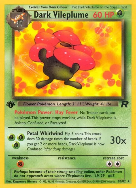 Dark Vileplume 30 #30/82 1st Edition Pokémon card from Team Rocket