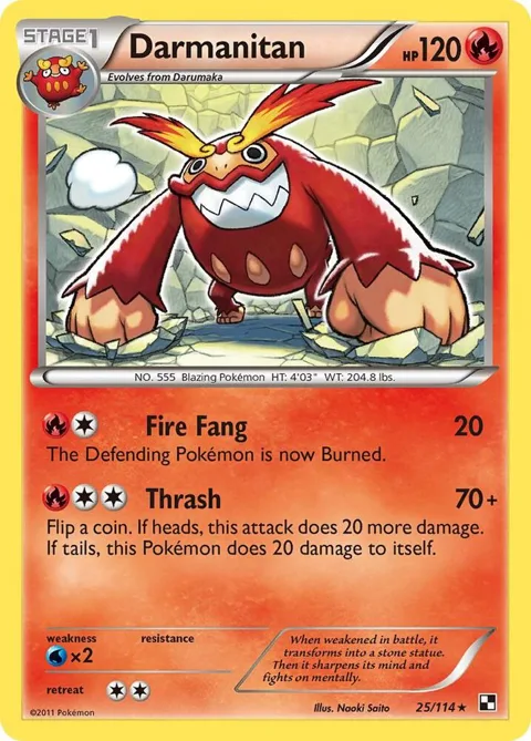 Darmanitan #25/114 Pokémon card from Black and White