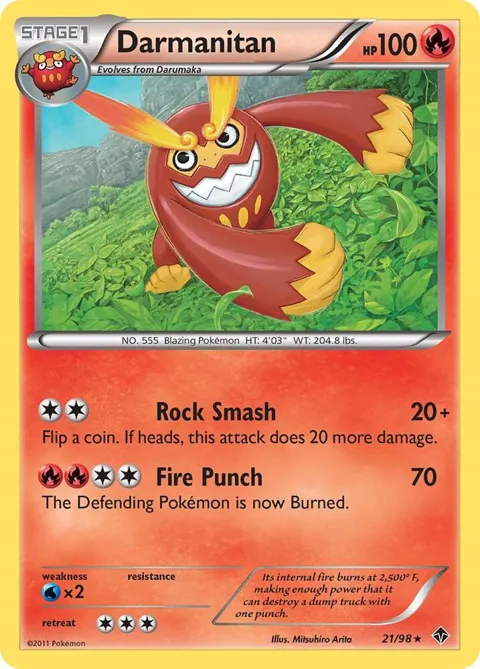 Darmanitan #21/98 Pokémon card from Emerging Powers