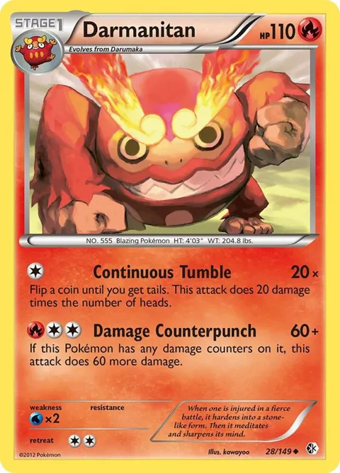 Darmanitan #28/149 Pokémon card from Boundaries Crossed