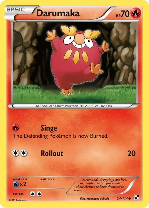 Darumaka 24 #24/114 Reverse Holofoil Pokémon card from Black and White