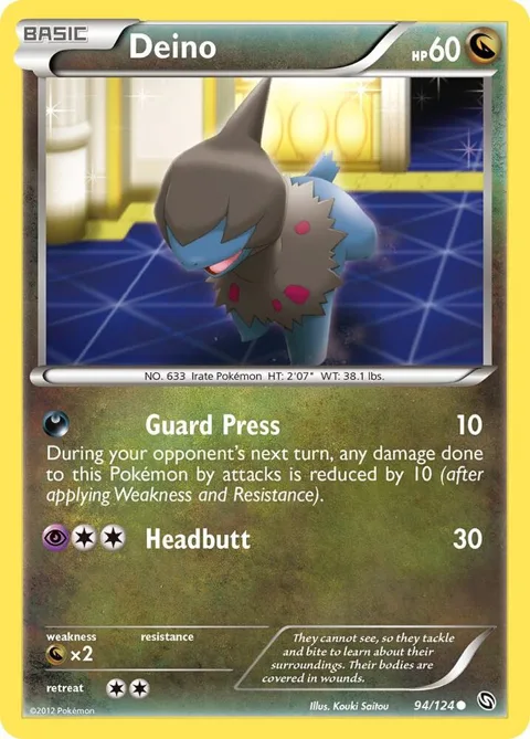 Deino 94 #94/124 Reverse Holofoil Pokémon card from Dragons Exalted