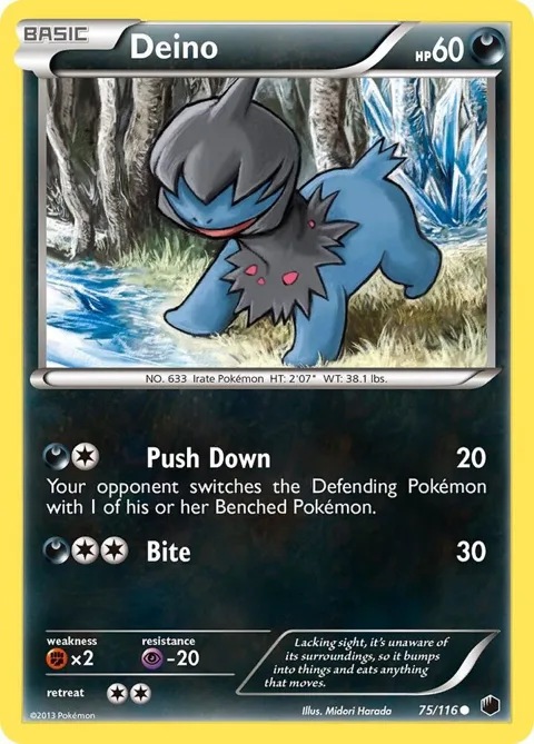 Deino 75 #75/116 Reverse Holofoil Pokémon card from Plasma Freeze