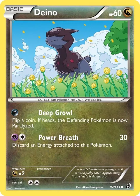 Deino #97/113 Reverse Holofoil Pokémon card from Legendary Treasures
