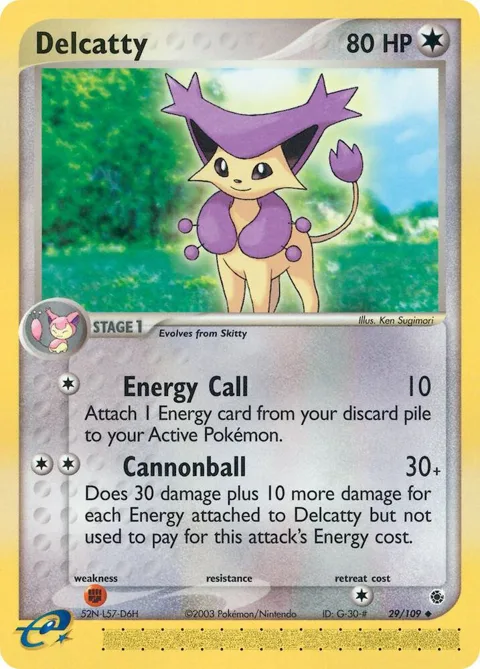 Delcatty #29/109 Pokémon card from EX Ruby and Sapphire