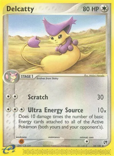 Delcatty #34/100 Pokémon card from EX Sandstorm