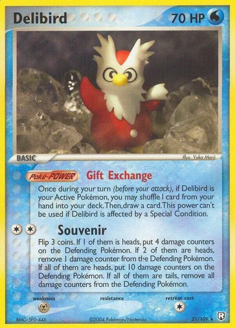 Delibird #21/109 Pokémon card from EX Team Rocket Returns